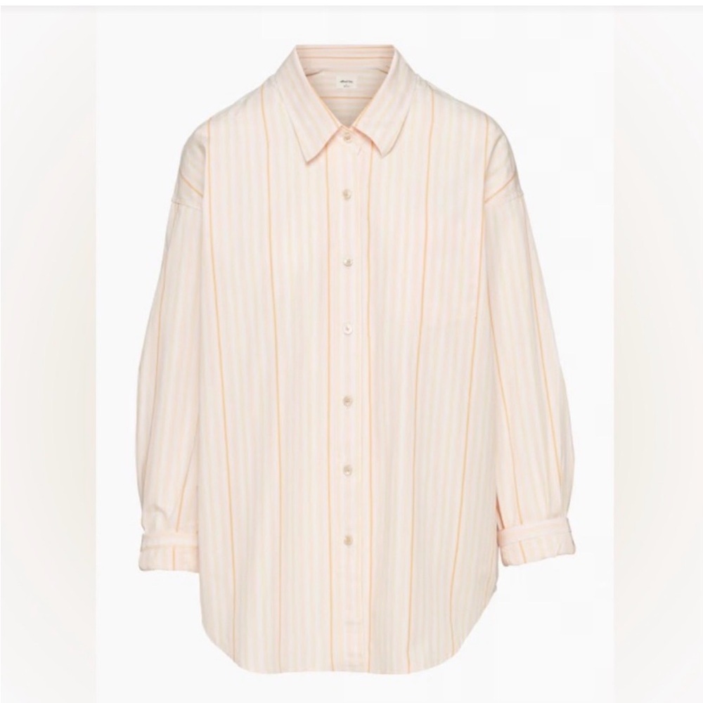 Wilfred Aritzia Relaxed Shirt Womens XS Button Down Stripes Cotton Pocket Collar